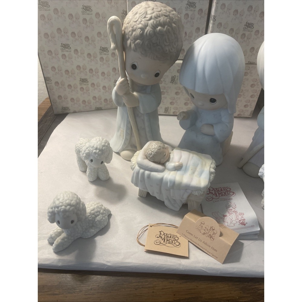 Precious Moments Come Let Us Adore Him 9 pc 9"- 10" Nativity Set #104523 & Boxes - Picture 14 of 16